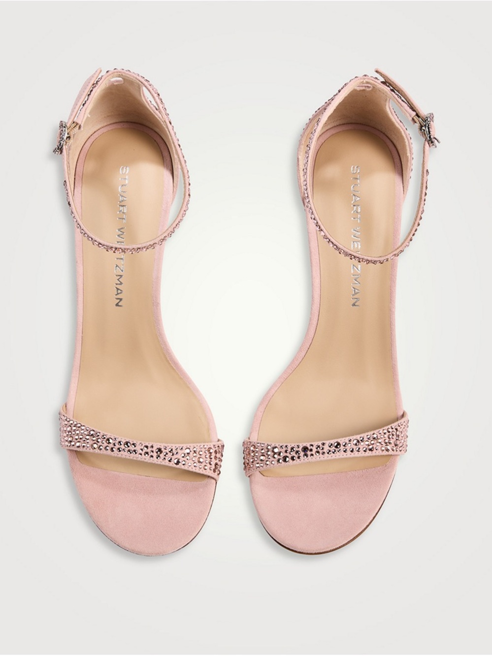 Stuart Weitzman Blush Pink Crystal Ankle-Strap Sandals